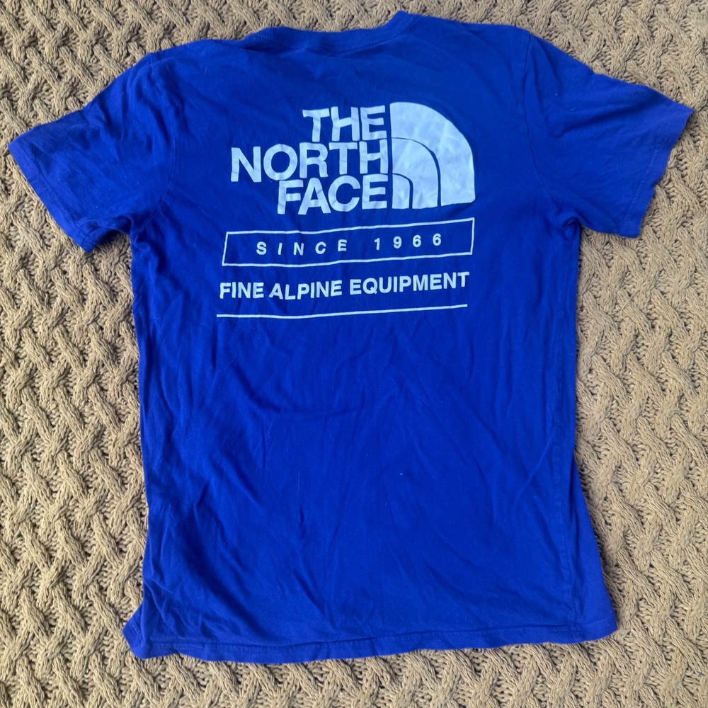 The North Face Mens Blue Graphic T-Shirt Fine Alpine Equipment Small S Gorpcore